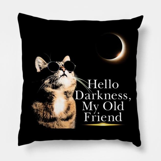 Eclipse Cat - Hello Darkness My Old Friend Pillow by nabilz