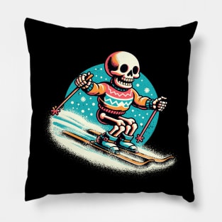 Skeleton Skiing Pillow