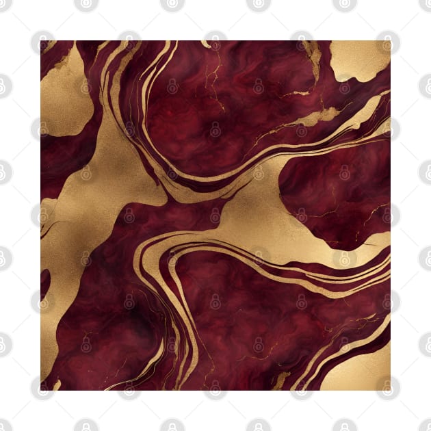 Preppy Boho Chic Minimalist Burgundy and Gold Marble by Tina