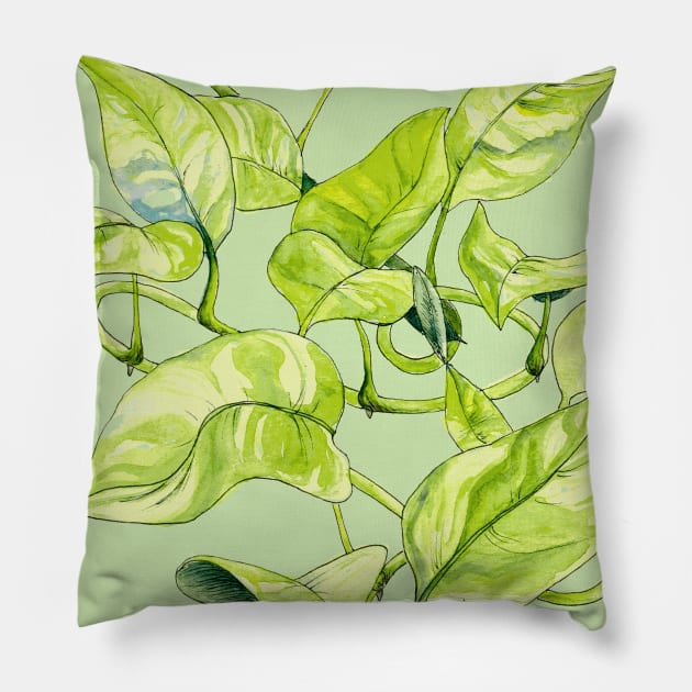 Devils Ivy, Illustration Pillow by JessicaRose