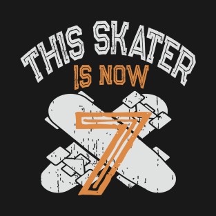 This Skater Is Now 7 Years Old Kid 7th Birthday Skate Lover design T-Shirt