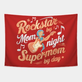 Rockstar Mom by Night Supermom by day | Mother's day | Mom lover gifts Tapestry