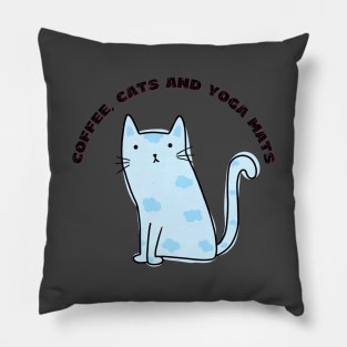 Coffee cats and yoga mats funny yoga and cat drawing Pillow