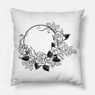 Monogram with Outline Roses Pillow