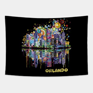 Orlando Florida City Skyline Pop Art Wanderlust Travel Tapestry