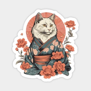 Japanese woodblock cat maneki neko Magnet