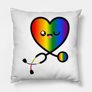 Stethoscope Emoji Heart Rainbow 3 Pillow