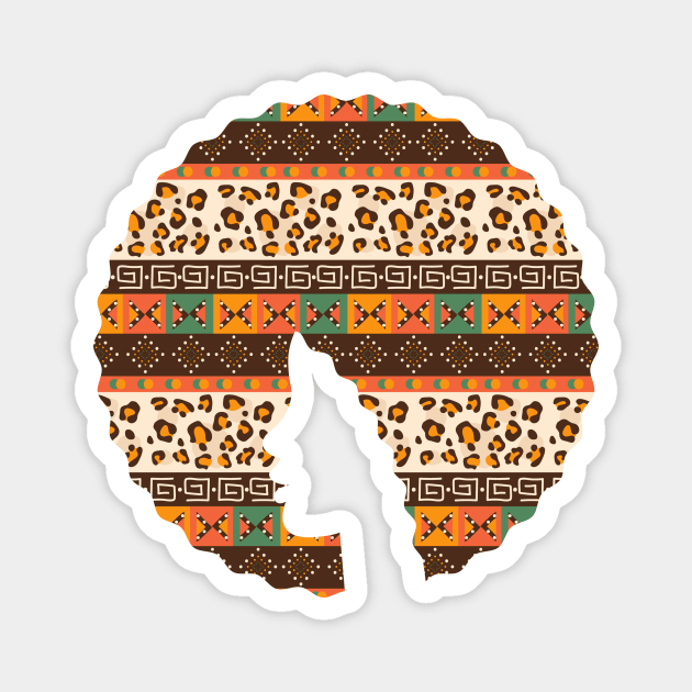 Afro Hair Woman with African Pattern, Black History Magnet by logiamerch