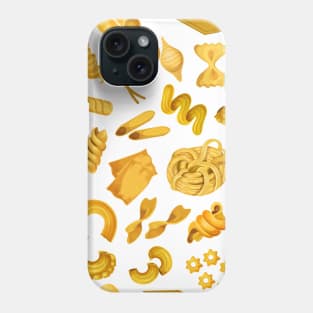 italian pasta pattern, spaghetti, penne, fusilli, rigatoni, farfalle, pasta, italy, food, italian food, background Phone Case