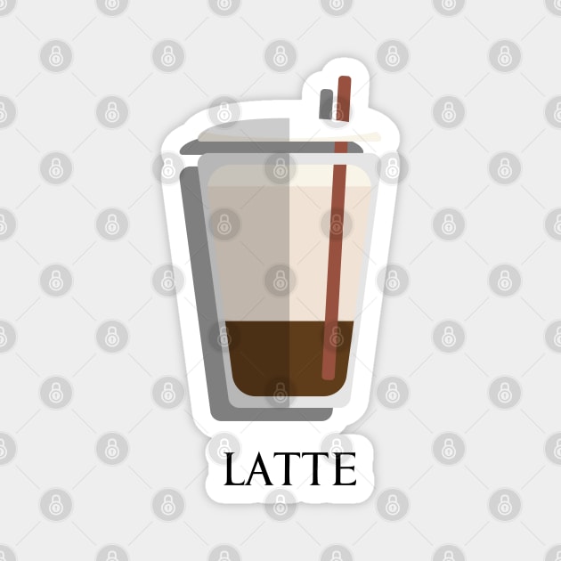 Iced Cold Latte coffee front view in flat design style Magnet by FOGSJ