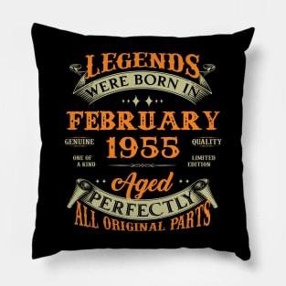 68th Birthday Gift Legends Born In February 1955 68 Years Old Pillow