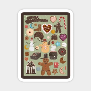 Cute Christmas Postcards - Cute Christmas Illustration - christmas cookies illustration Magnet