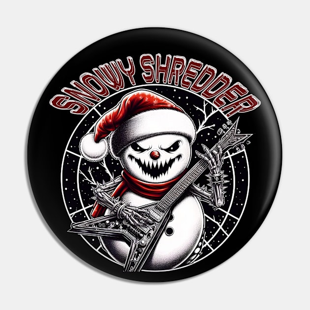 Creepy and Metalhead Christmas Snowman Pin by MetalByte