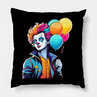 Clown Halloween Illustration Pillow