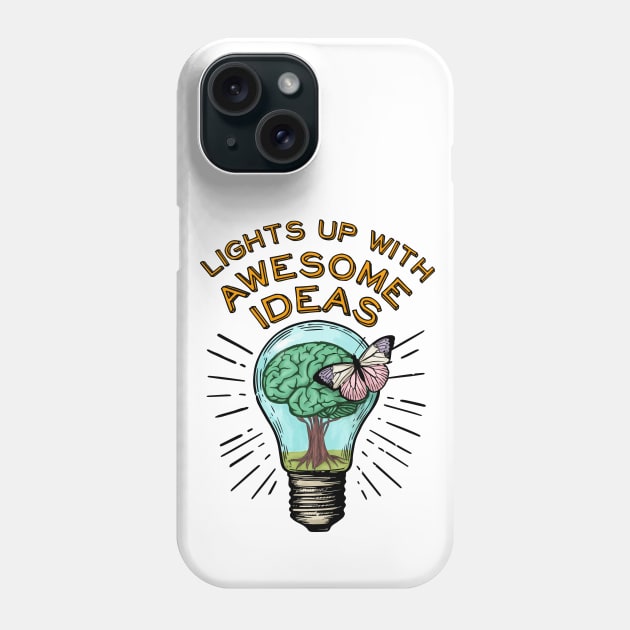 ADHD benefit about creativity, light bulb butterfly drawing gift with brain tree Phone Case by MentalHealthAssistant