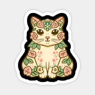 Floral Cat, Cat Mama Magnet