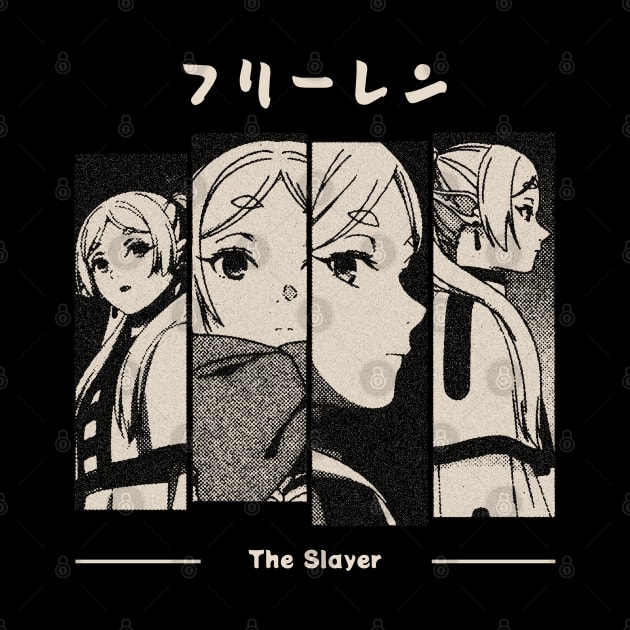 Frieren The Slayer Gloomy Halftone Fanart Design by Gloomeeey