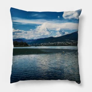 Photography color lake and sky Pillow