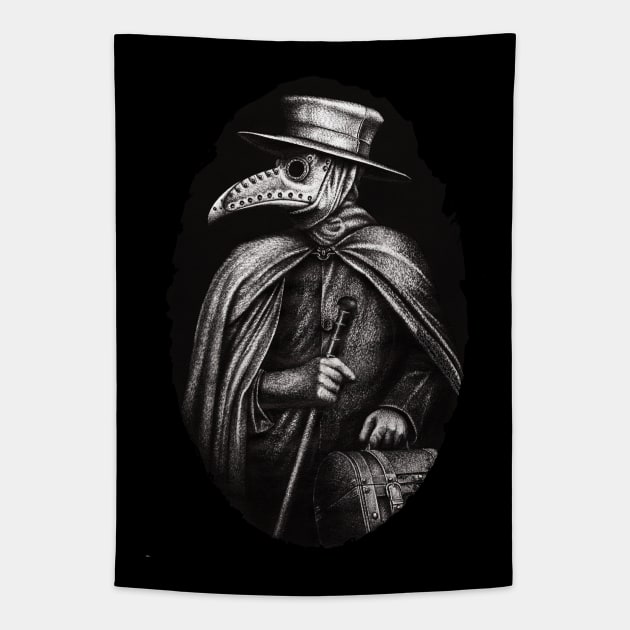 Plague Doctor (Black Death) Tapestry by Derek Castro