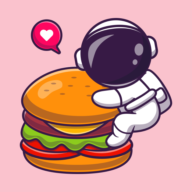 Cute Astronaut Hug Burger Cartoon by Catalyst Labs