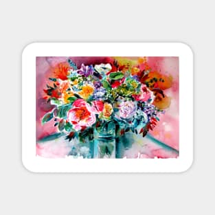 Still life with beautiful flowers Magnet