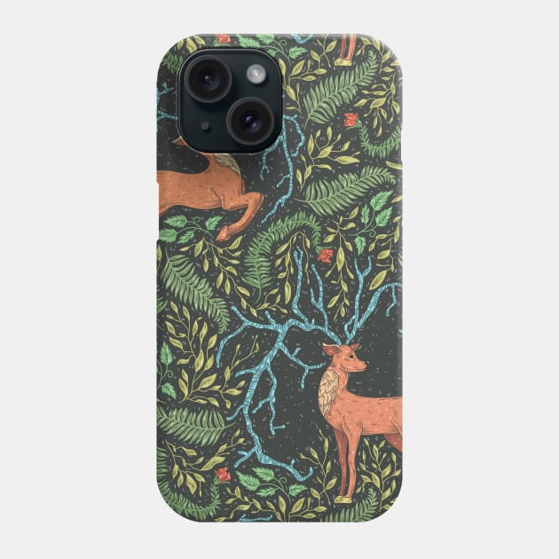 Deer, king of the forest among green fern and leaves Phone Case by PinataFoundry