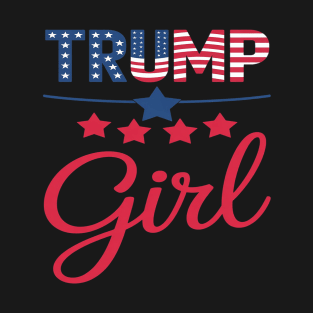 Funny 4th Of July Cute Coquette Bow Trump Girl American Flag T-Shirt