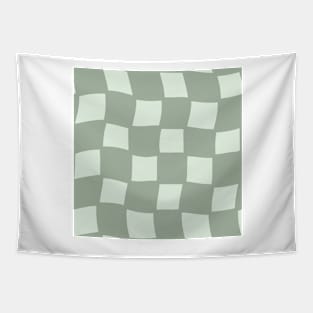 Abstract Checker Board - muted sage green Tapestry