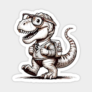 Cute black and white Tyarannosaurus Go To School Magnet