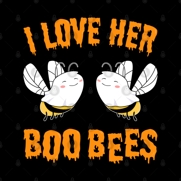 I Love Her Boo Bees Cute His Funny Halloween Matching Couple T-Shirt by Acroxth