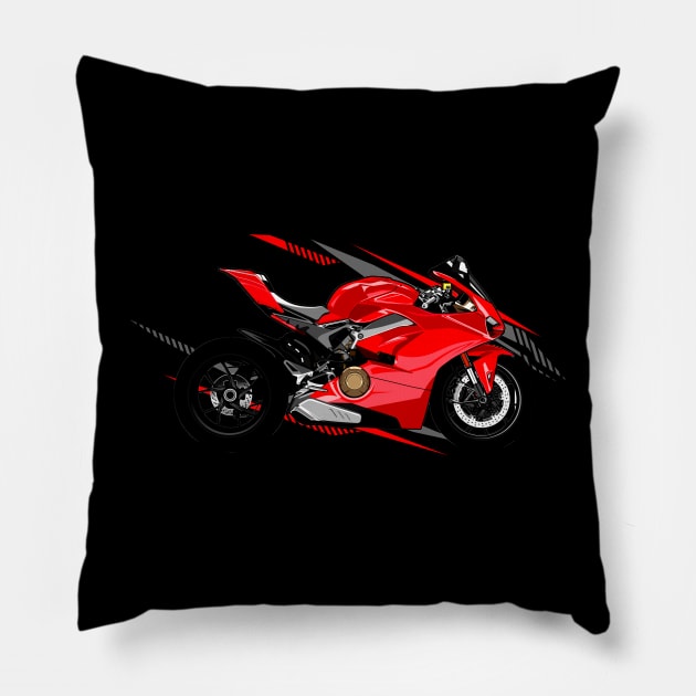 Ducati Panigale V4 Motorbike Pillow by Automotive Apparel & Accessoires