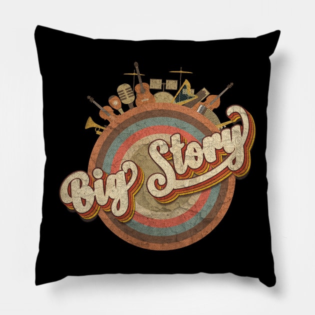 Tour Music Designs Vintage Retro - Big Story Pillow by kumurkumur