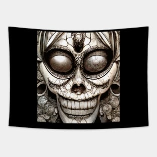 Black And White Sugar Skull 2 Muerto Tapestry