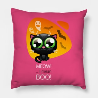 Halloween Greeting Card with Cat Pillow