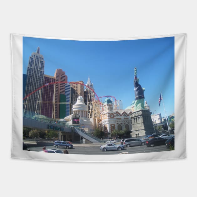 Statue of Liberty Las Vegas Tapestry by BenjiRetroWave