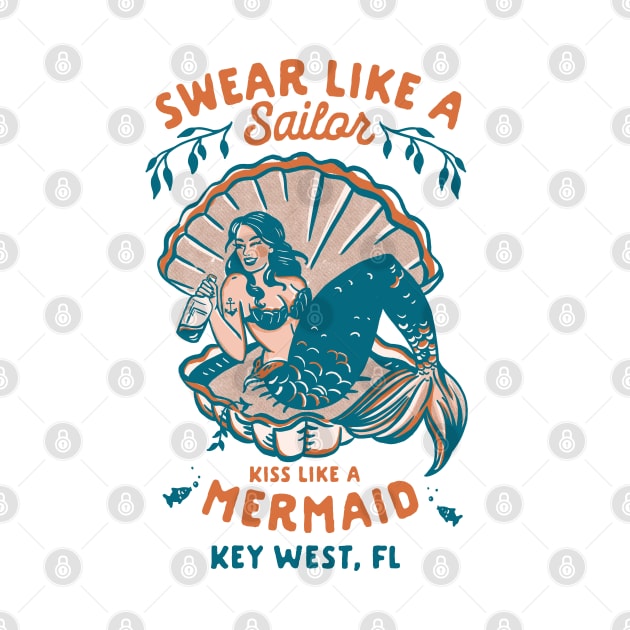 Key West, Florida Funny Sailor Mermaid Tattoo Art by The Whiskey Ginger