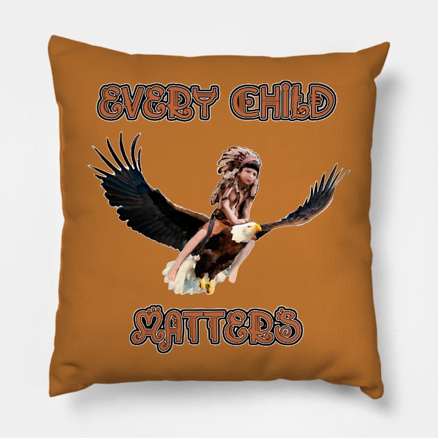 Every child matters. Child riding a bald eagle. Pillow by SafSafStore