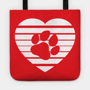 Dog Paw Heart Valentine - White Tote