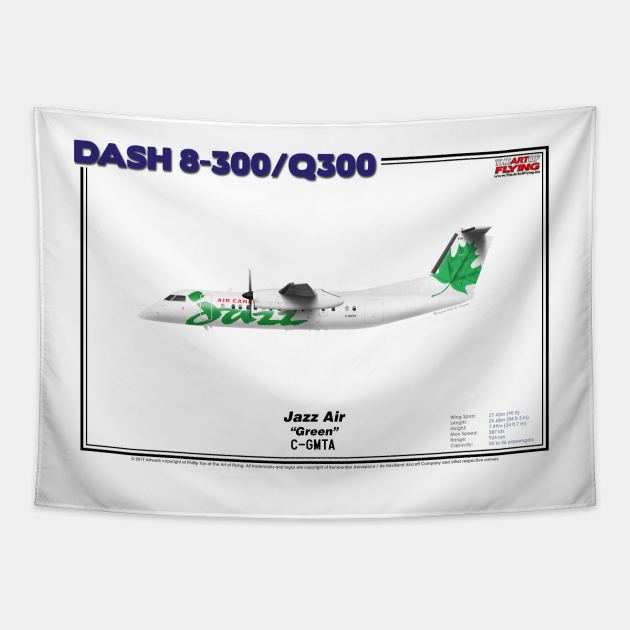 DeHavilland Canada Dash 8-300/Q300 - Jazz Air "Green" (Art Print) Tapestry by TheArtofFlying