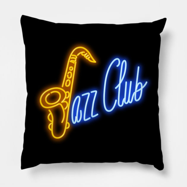 Jazz club neon sign Pillow by madeinchorley