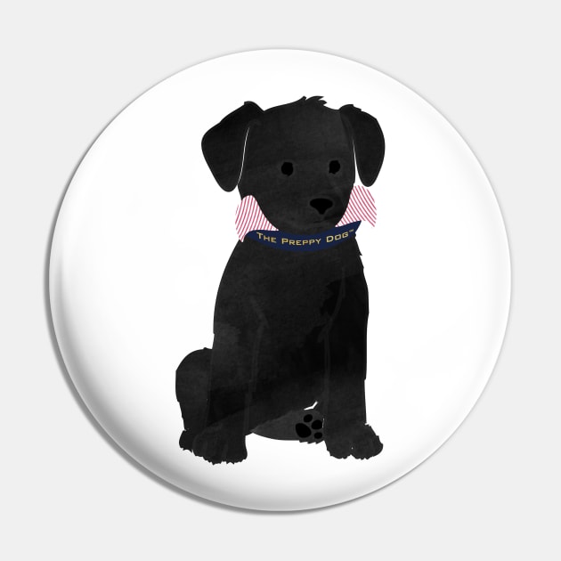 Cute Preppy Black Lab Puppy Dog Pin by emrdesigns