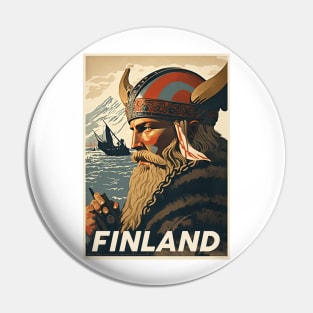 Finland Viking Vintage Travel Art Poster Pin