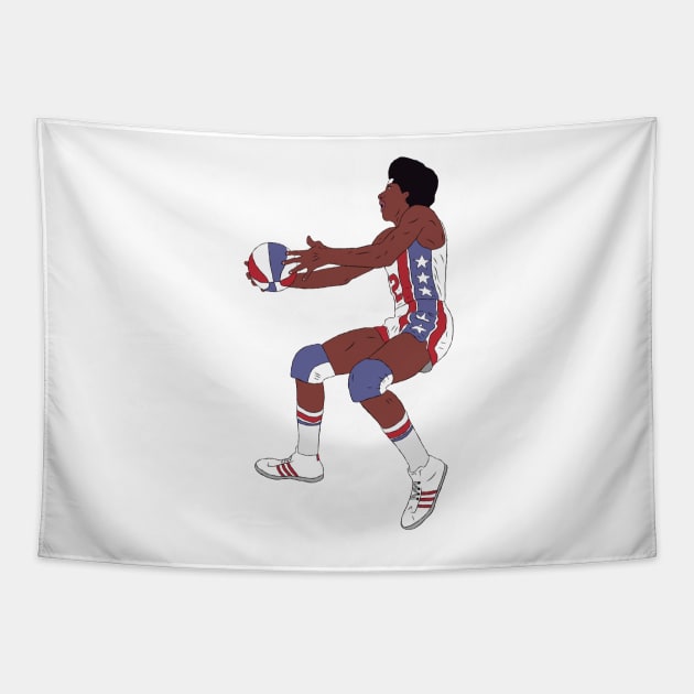 Julius Erving Layup Tapestry by rattraptees