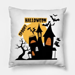 Halloween haunted house design Pillow