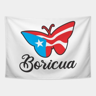 Boricua Flag Butterfly Puerto Rico Text Tapestry