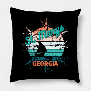 St. Marys Georgia Retro Vintage Exploding Sunset Pillow