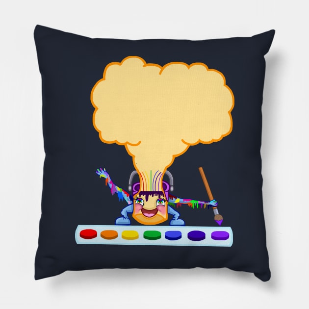 Happy Painting Can Pillow by Art by Deborah Camp