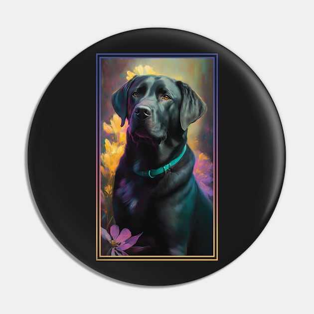 Black Labrador Retriever Dog Vibrant Tropical Flower Tall Digital Oil Painting Portrait 2 Pin by ArtHouseFlunky