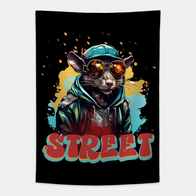 Colorful Rat Street Life Tapestry by LenaArt