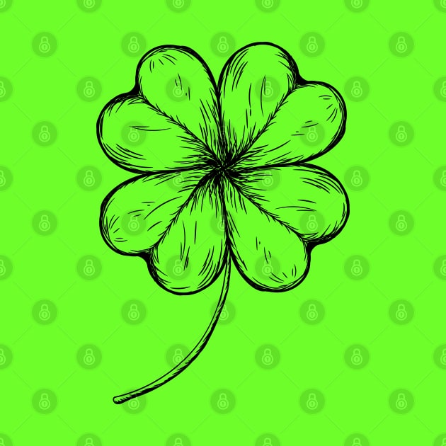 Irish Shamrock Four-leaf Lucky Clover by Nartissima